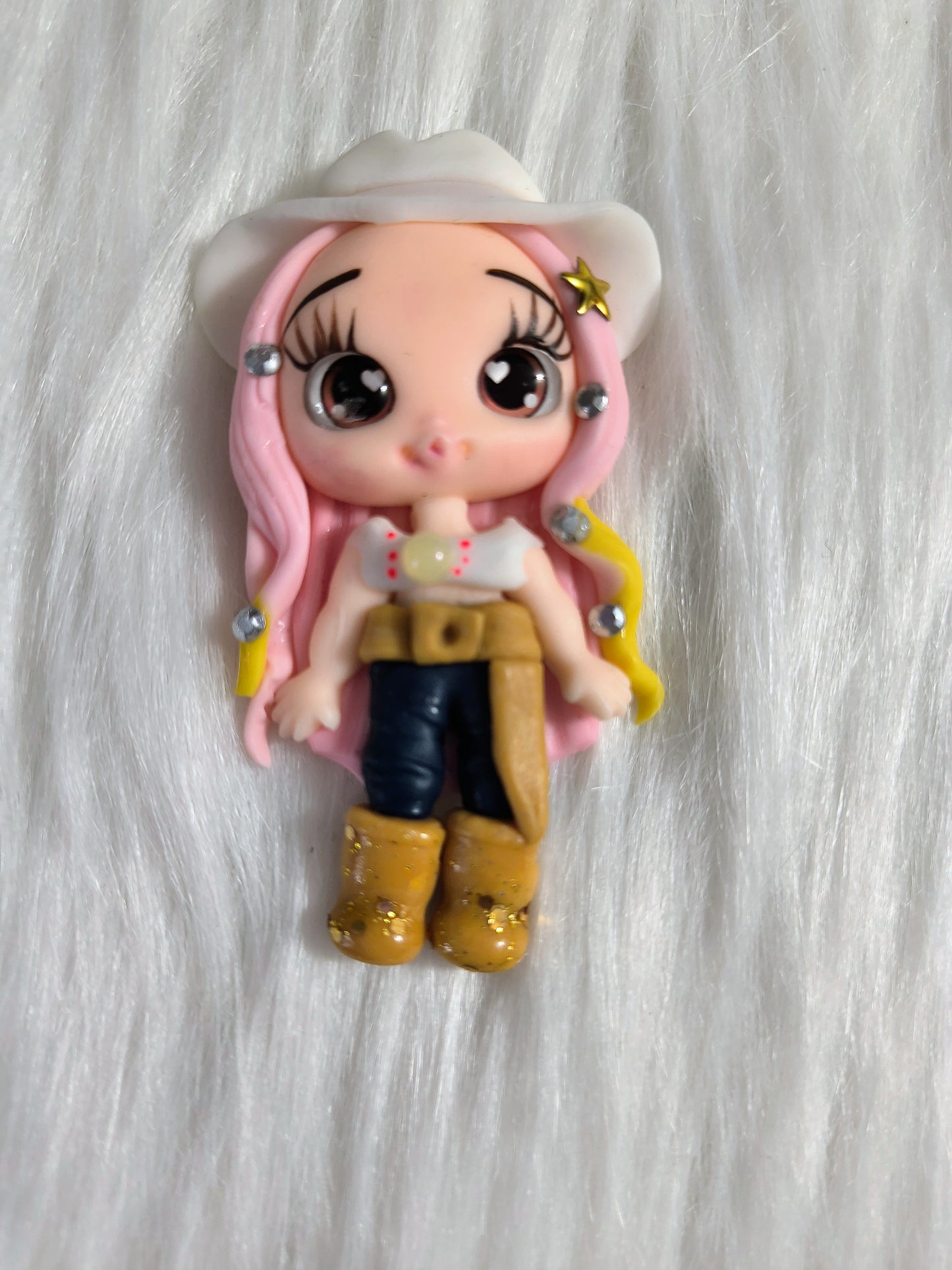 Pink 🩷 hair Girl (clay doll)