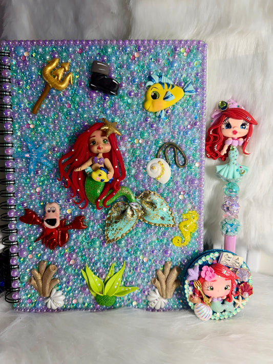 Ariel Sketchbook, Pen and Compact Mirror ( set )